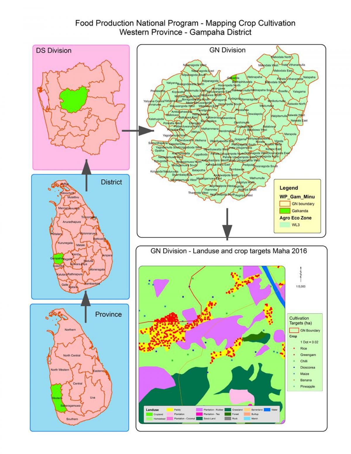 mapa gn divízie mapu Srí Lanka