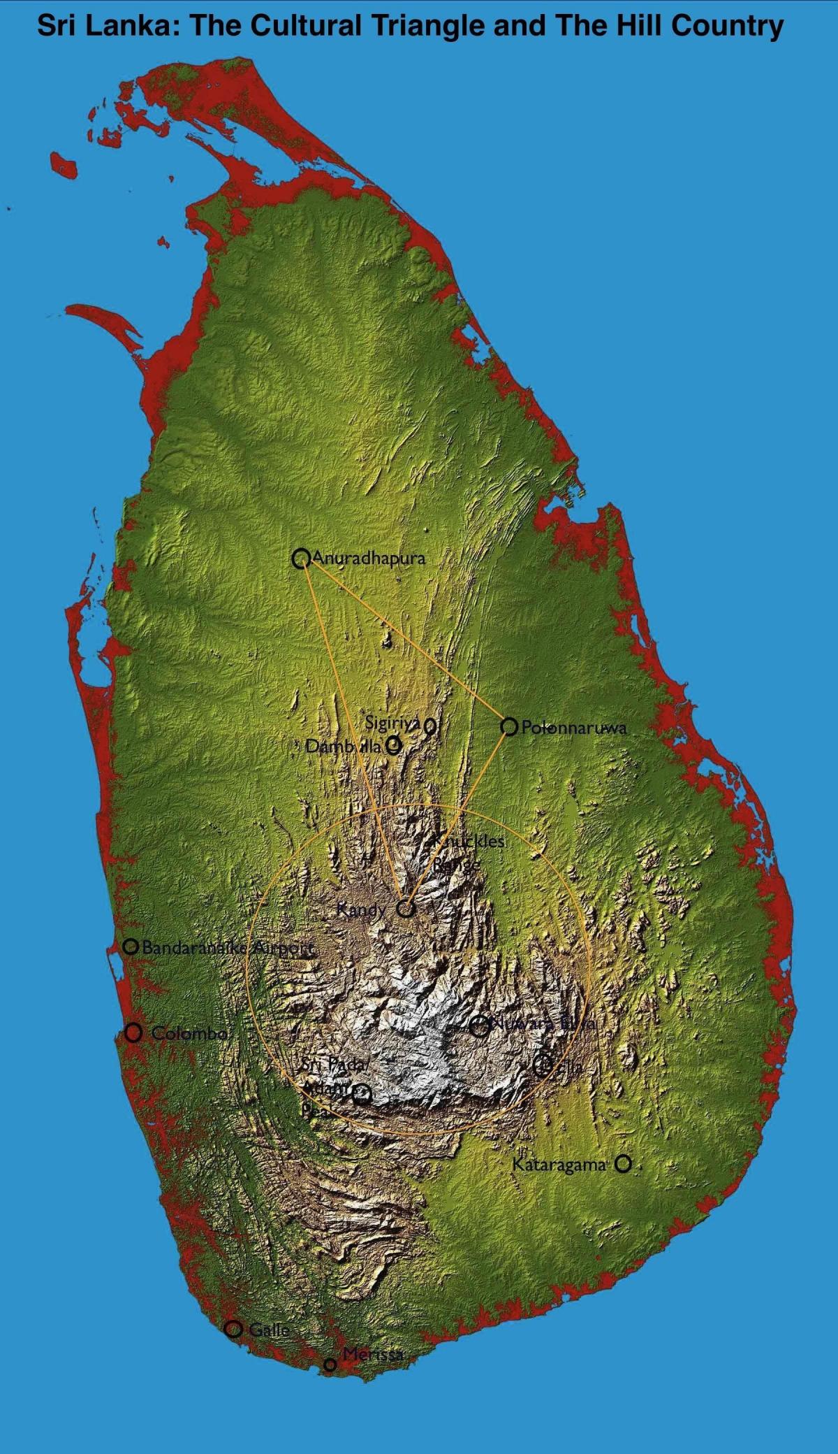 mapa hill krajiny Srí Lanka