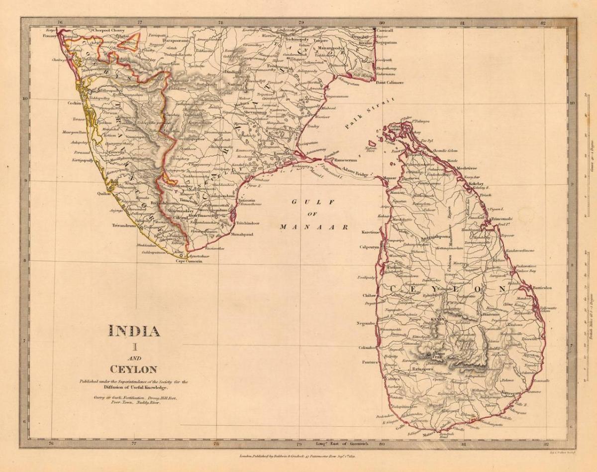 staré Ceylon mapu