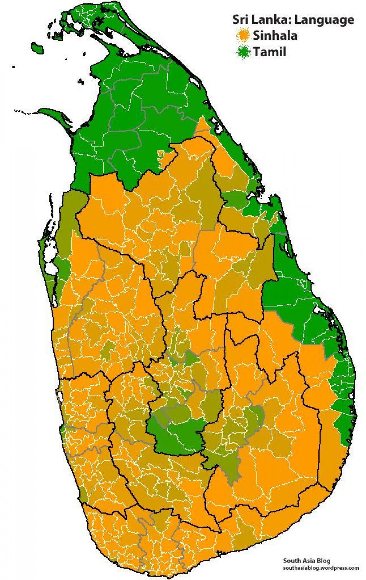 mapa Srí Lanka jazyk
