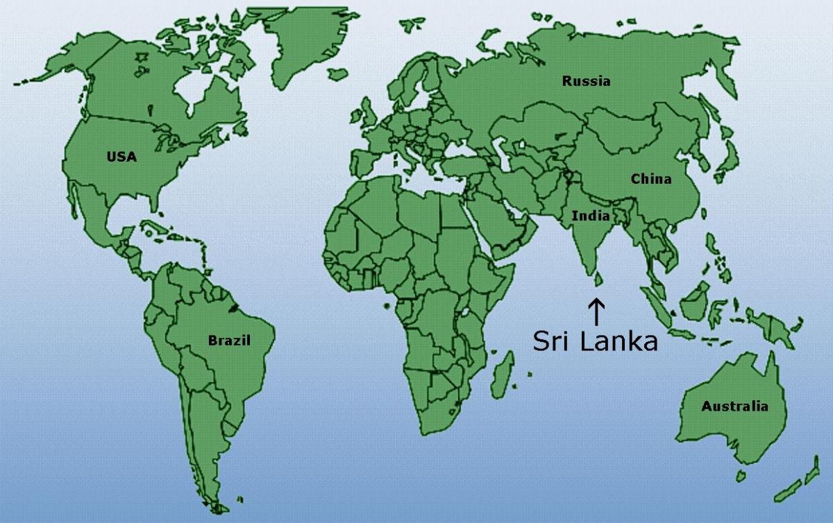 svet mapy zobrazujúci Srí Lanka