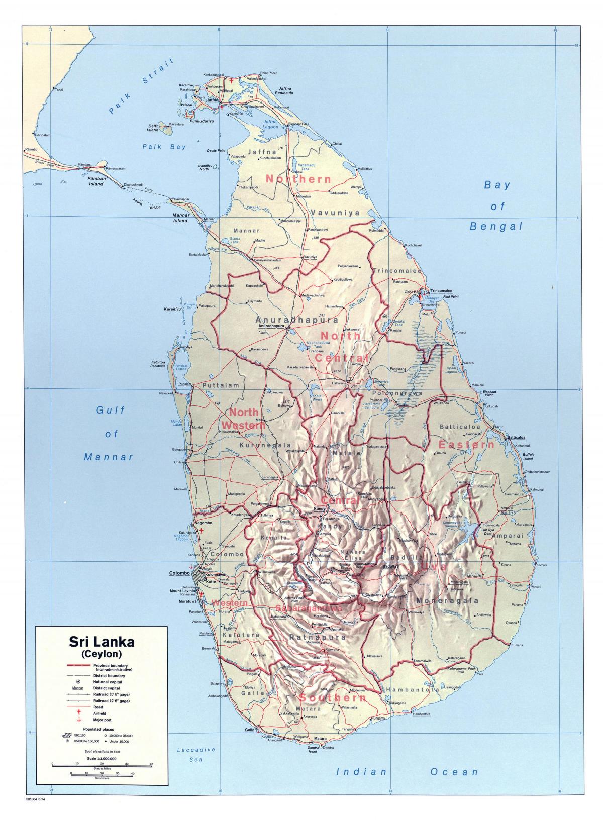 mapa Srí Lanke, v mestách