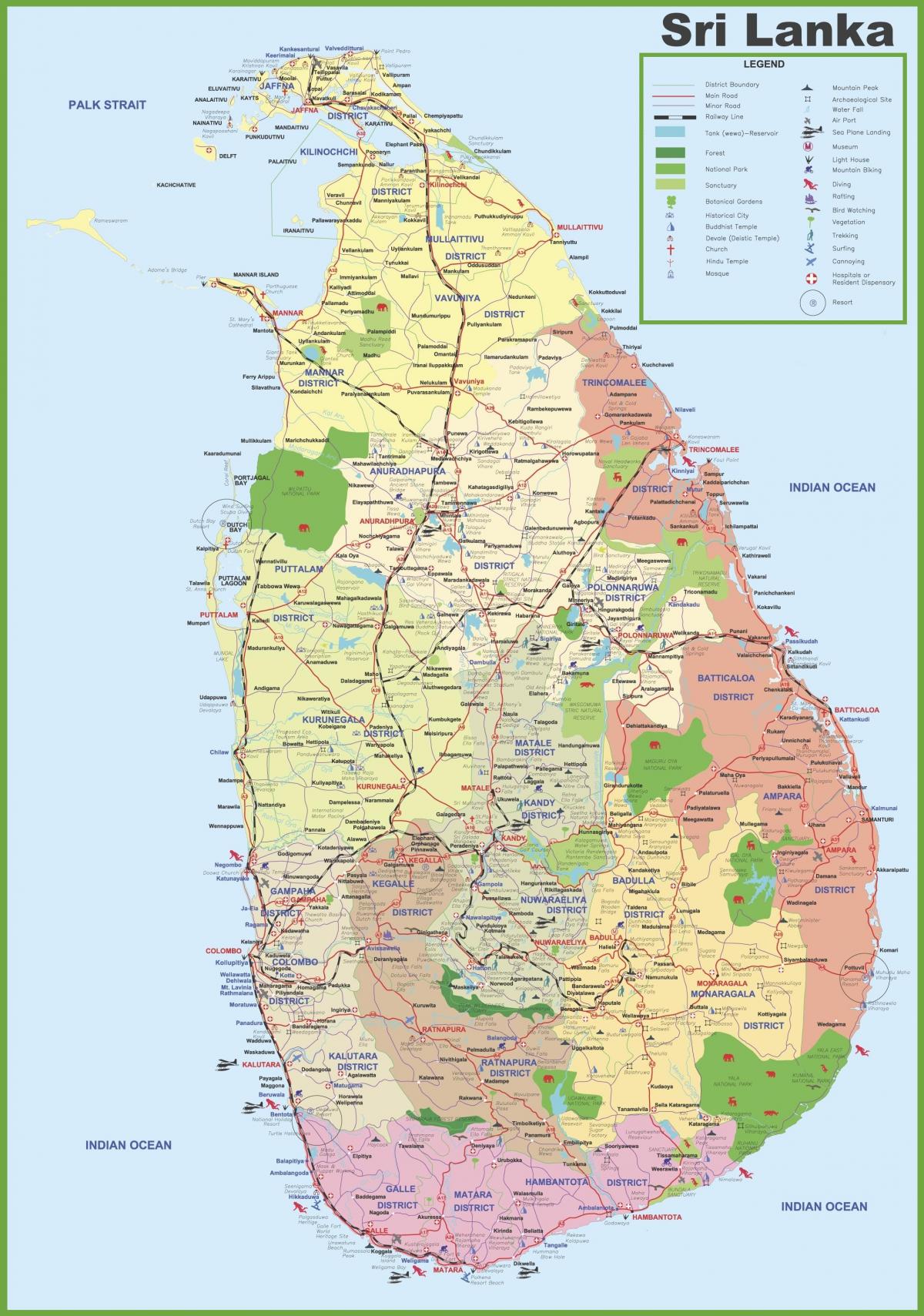 mapa Srí Lanky obce