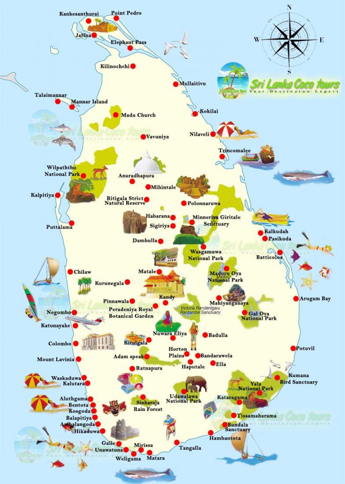 mapa unawatuna Srí Lanka