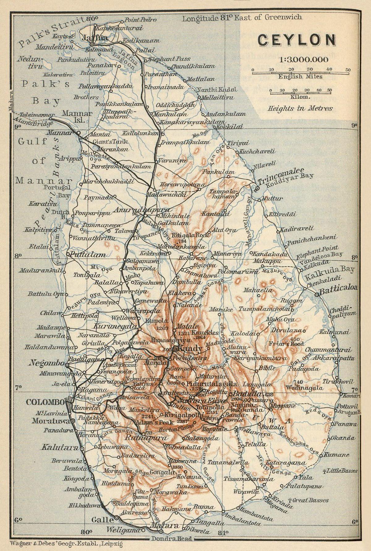 Ceylon na mape