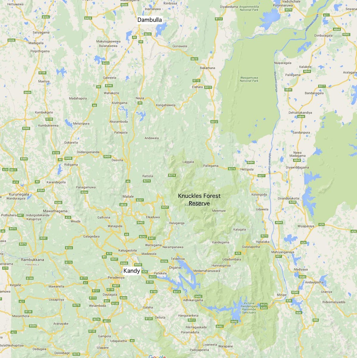 mapa kĺby Srí Lanka