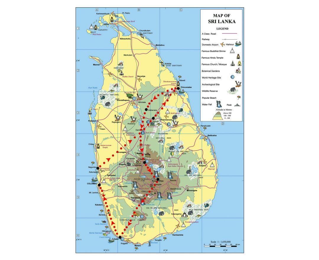 mapa, symboly na Srí Lanke