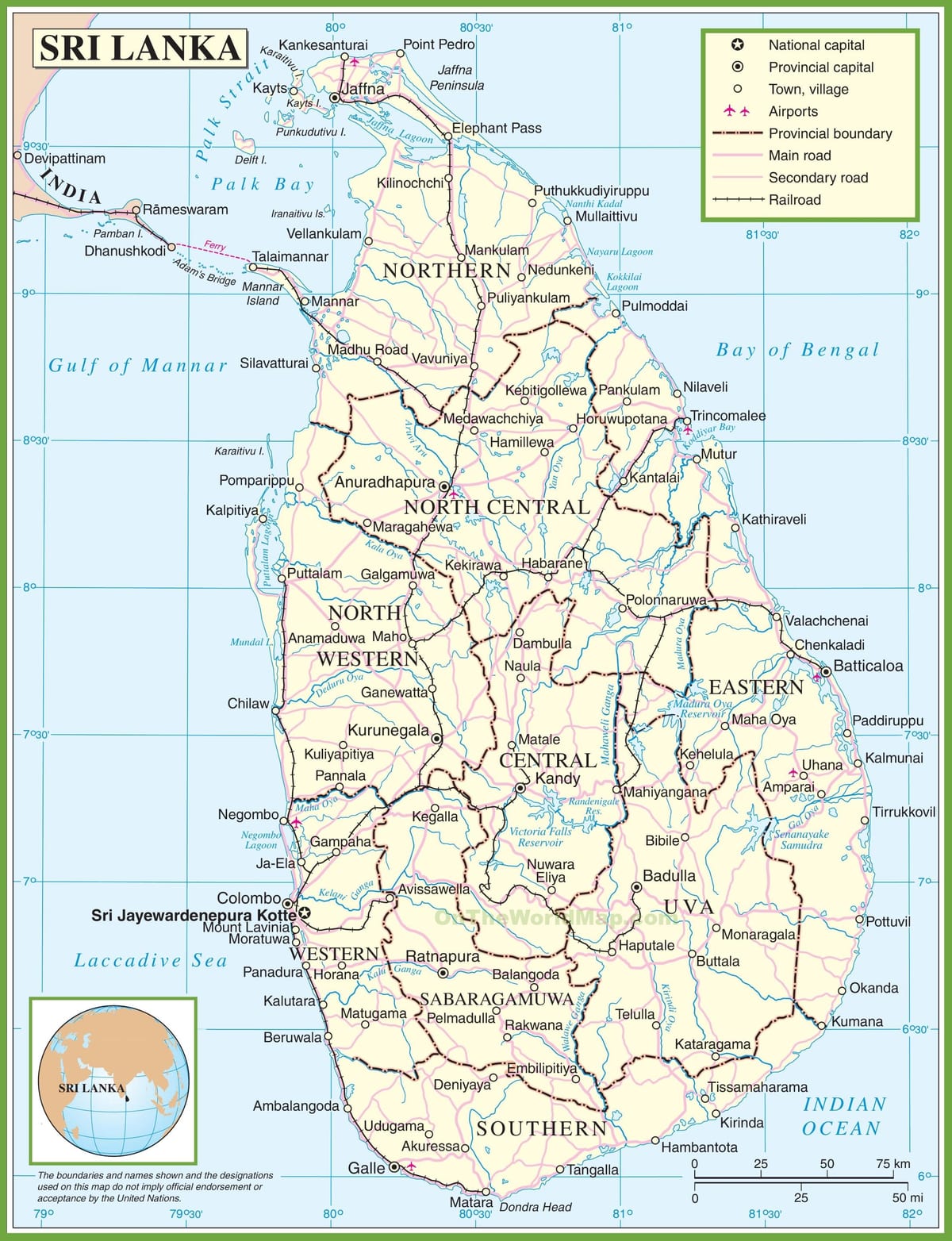 mapa Srí Lanka