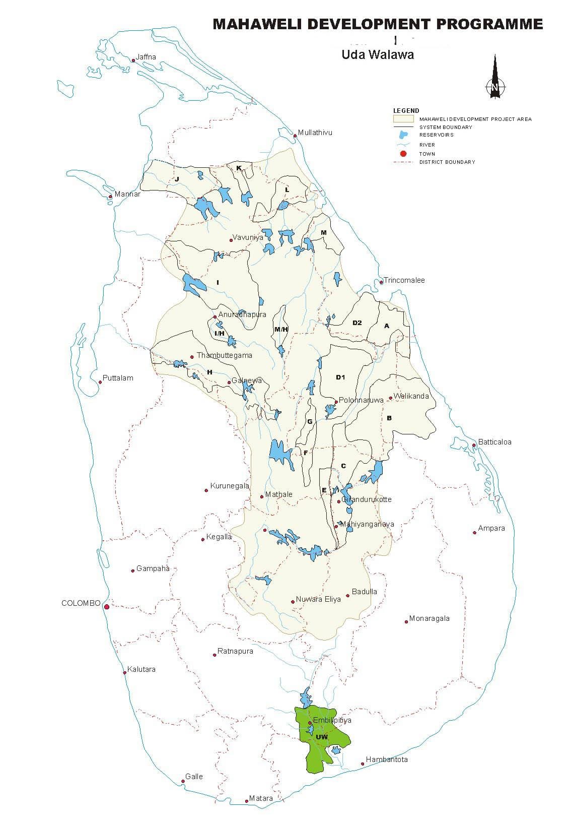 mapa nádrže na Srí Lanke