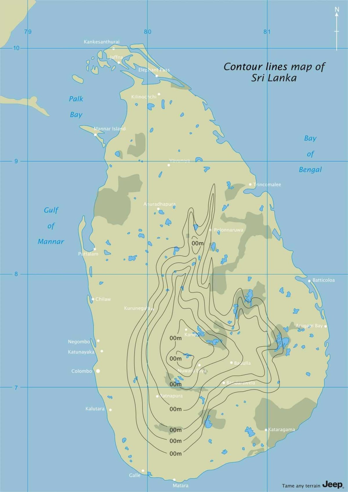 mapa obrys mapy Srí Lanka
