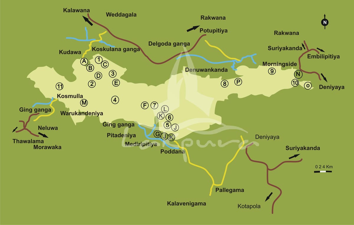 mapa sinharaja Srí Lanka