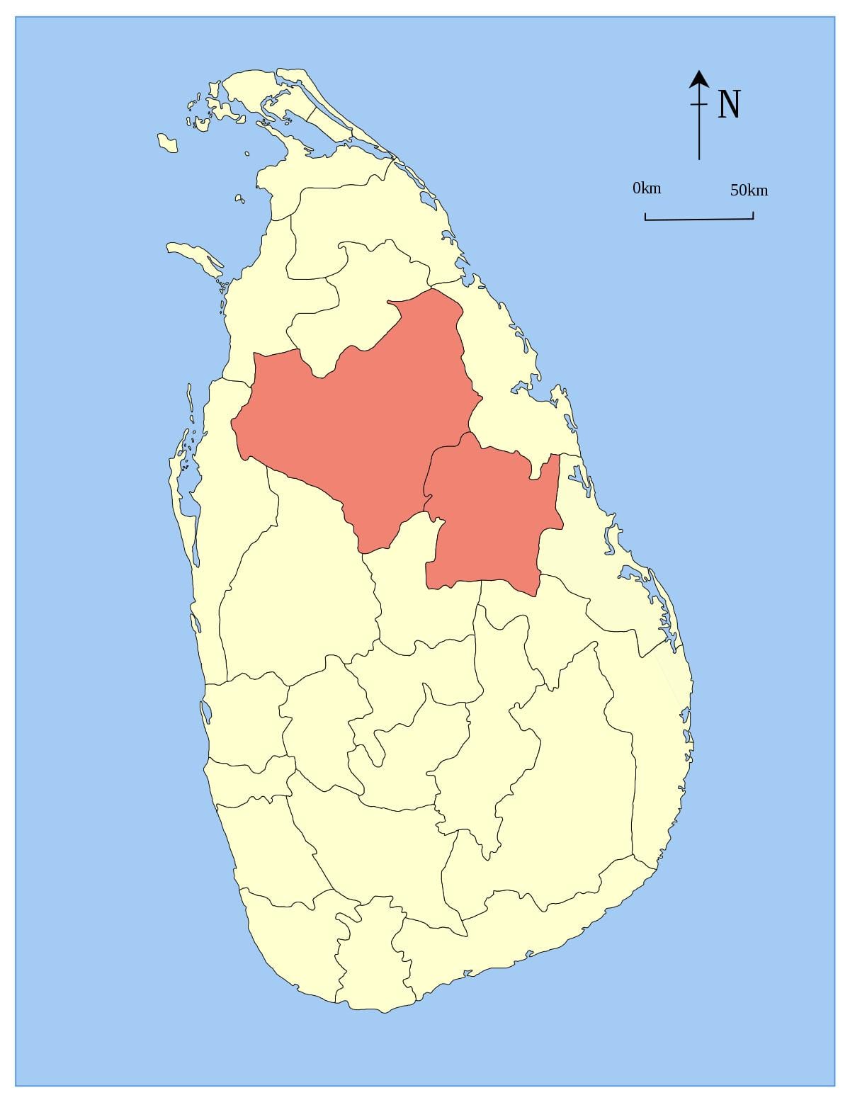 centrálnej provincii Srí Lanka mapu