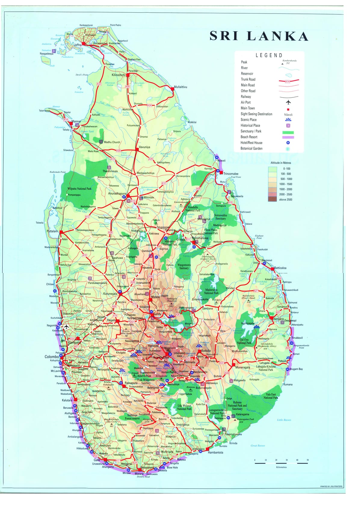 mapa Srí Lanka dopravy