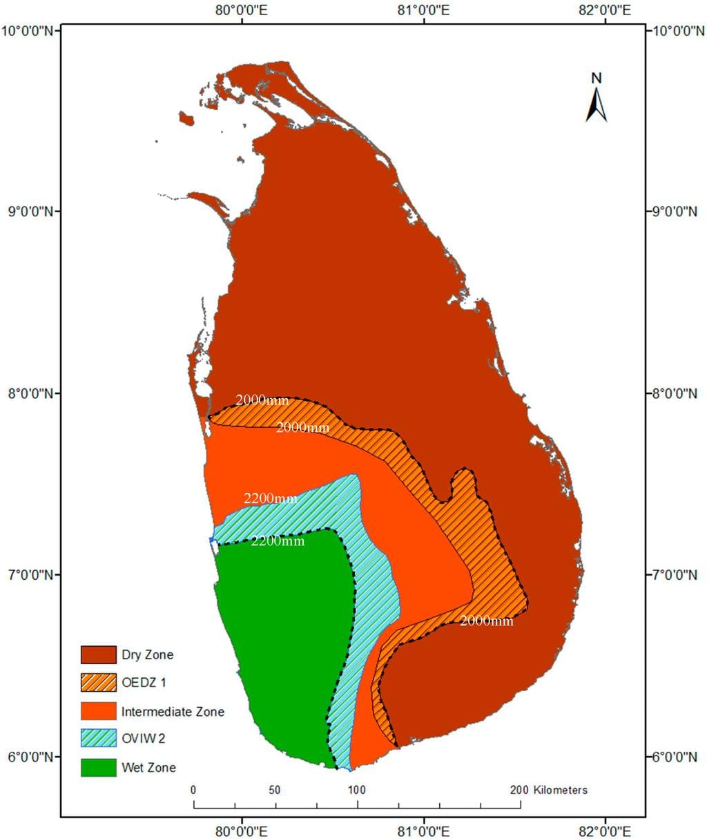 Srí Lanka klimatické pásmo mapu