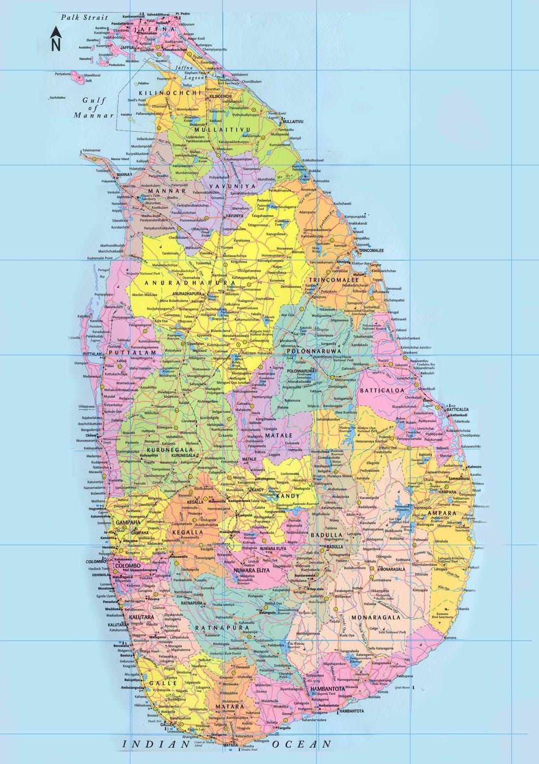 Srí Lanka kilometer mapu