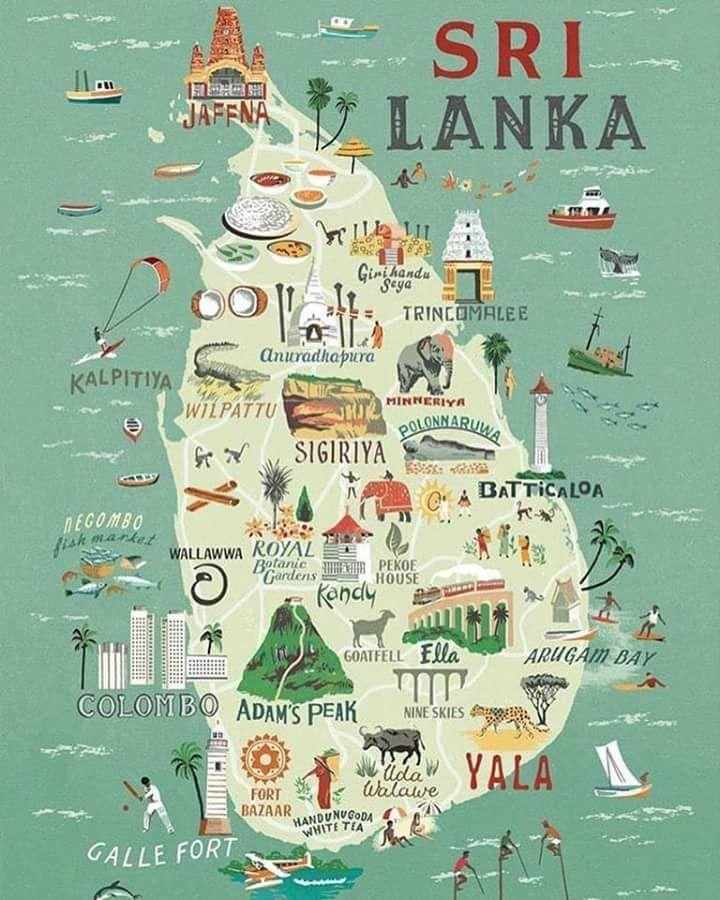 mapa Srí Lanky, mapu, plagát