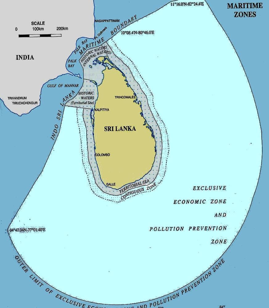 mapa Srí Lanka more