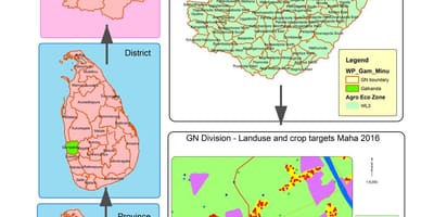 Mapa gn divízie mapu Srí Lanka