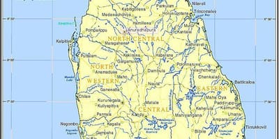 Mapa jazier v Srí Lanka