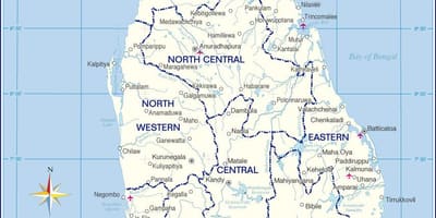 Mapa medzinárodných letiskách v Srí Lanka
