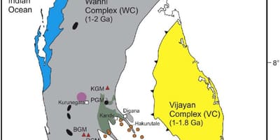 Mapa minerálov v Srí Lanka