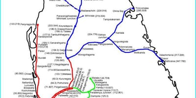Železničnej trasy mapa Srí Lanka