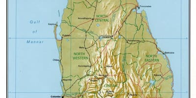 Mapa Srí Lanka cesty s km