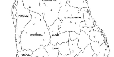 Mapa Srí Lanka mapa čiernej a bielej