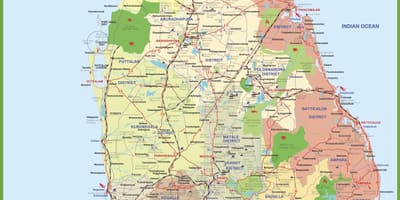 Mapa Srí Lanka mapu obrázok