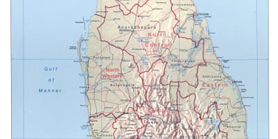 Mapa Srí Lanke, v mestách