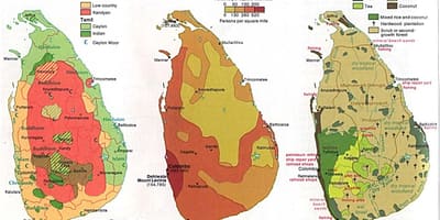 Mapa Srí Lanka poľnohospodárstvo