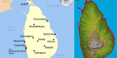 Mapa Srí Lanka topografické