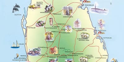 Turistické atrakcie, Srí Lanka mapu