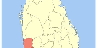 Mapa Srí Lanka západnej provincie