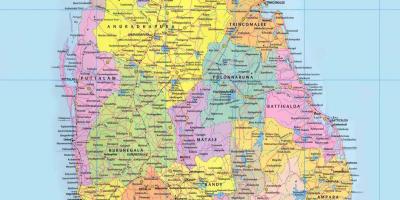 Srí Lanka cestnej mapy vzdialenosť km
