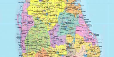 Podrobná mapa Srí Lanka s ciest
