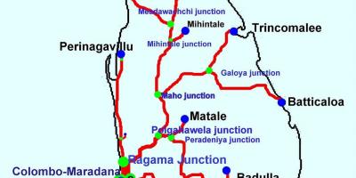 Vlaky na Srí Lanke mapu