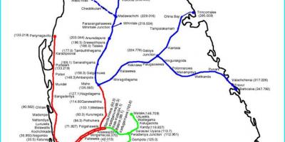 Železničnej trasy mapa Srí Lanka