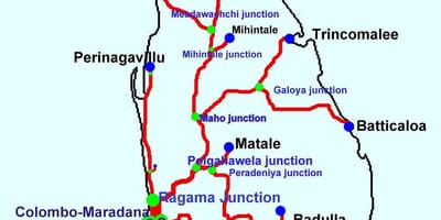 Mapa Srí Lanka vlakmi